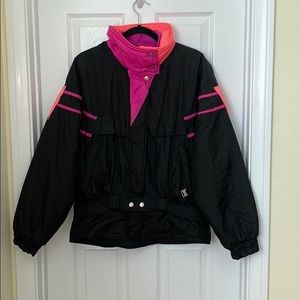 Vintage Inside Edge Ski Jacket Black Orange Pink L